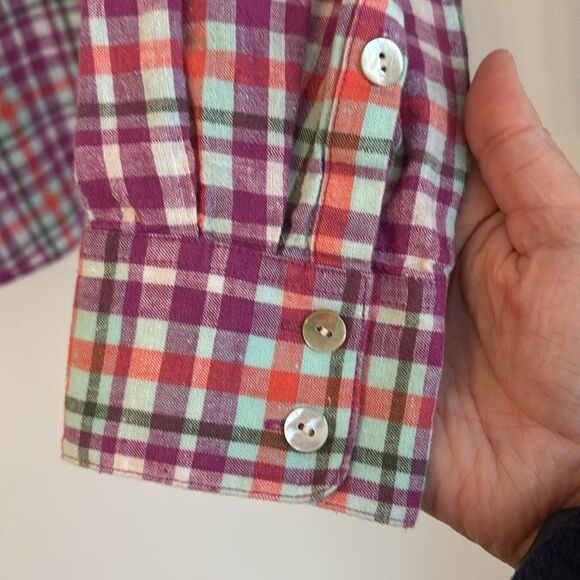 Vineyard Vines Women linen blend summer Plaid Button-Up Shirt work size 4 NWOT - Picture 5 of 9